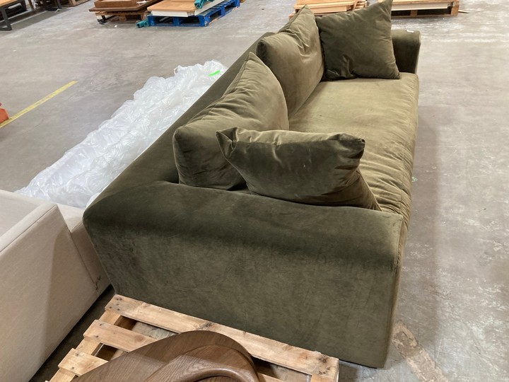 Lot 180  
            Marchington SR10 - Delivery or Collection 

                
LOAF.COM BIG EASY LARGE 3 SEATER SOFA IN WINE BOTTLE CLEVER VELVET - ORIGINAL RRP...