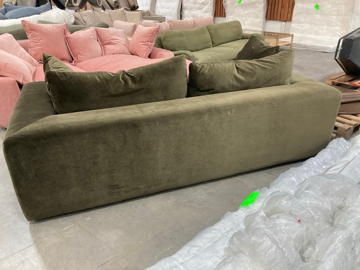 Lot 180  
            Marchington SR10 - Delivery or Collection 

                
LOAF.COM BIG EASY LARGE 3 SEATER SOFA IN WINE BOTTLE CLEVER VELVET - ORIGINAL RRP...