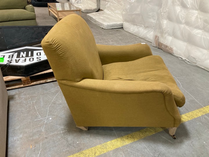 Lot 183  
            Marchington SR10 - Delivery or Collection 

                
LOAF.COM CHINA ACCENT ARMCHAIR IN BURNT SUGAR CLEVER LINEN - ORIGINAL RRP £1495: ... - Image 3