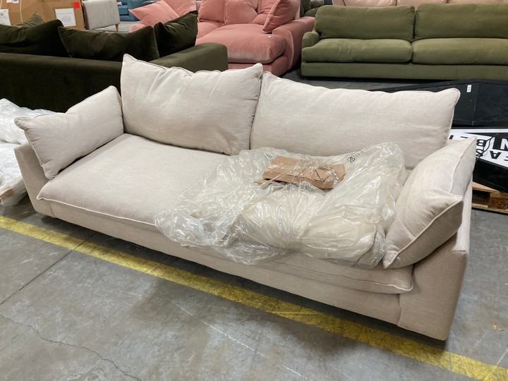 Lot 184  
            Marchington SR10 - Delivery or Collection 

                
LOAF.COM SLOW RISER LARGE 3 SEATER SOFA IN THATCH HOUSE FABRIC – ORIGINAL RRP £20...
