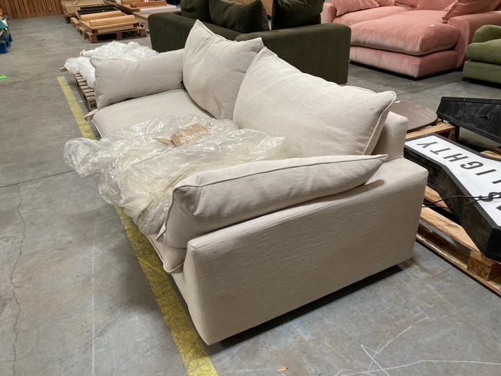 Lot 184  
            Marchington SR10 - Delivery or Collection 

                
LOAF.COM SLOW RISER LARGE 3 SEATER SOFA IN THATCH HOUSE FABRIC – ORIGINAL RRP £20...