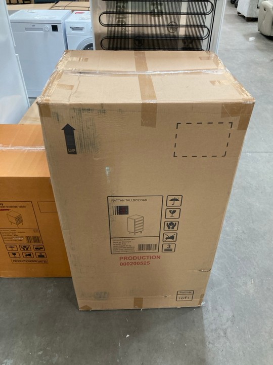 Lot 260  
            Marchington SR10 - Delivery or Collection 

                
JOHN LEWIS & PARTNERS RATTAN TALLBOY CHEST IN OAK - ORIGINAL RRP £699: LOCATION - A5