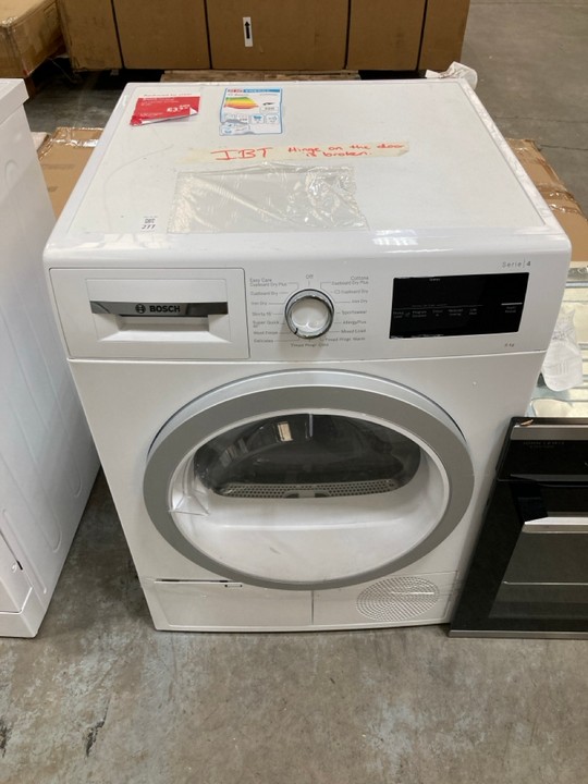 Lot 277  
            Marchington SR10 - Delivery or Collection 

                
BOSCH 8KG CONDENSER DRYER: MODEL WTN83203GB - ORIGINAL RRP £479: LOCATION - A5