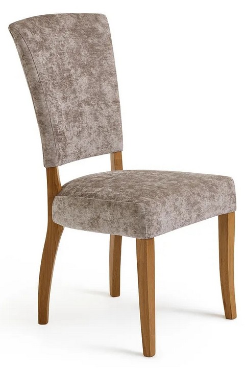 Lot 27  
            Marchington SR10 - Delivery or Collection 

                
OAK FURNITURELAND UPHOLSTERED CURVE BACK PLAIN GREY FABRIC CHAIR WITH SOLID OAK L...