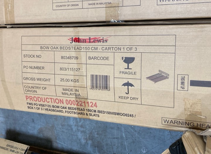 Lot 289  
            Marchington SR10 - Delivery or Collection 

                
JOHN LEWIS & PARTNERS BOW KING SIZE BED FRAME IN OAK - ORIGINAL RRP £599: LOCATIO...