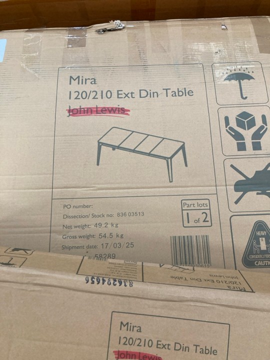 Lot 296  
            Marchington SR10 - Delivery or Collection 

                
JOHN LEWIS & PARTNERS MIRA 120/210 EXTENDING DINING TABLE: LOCATION - A6 - Image 3