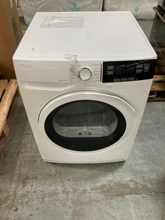 Lot 302  
            Marchington SR10 - Delivery or Collection 

                
JOHN LEWIS & PARTNERS 8KG HEAT PUMP TUMBLE DRYER: MODEL JLTDH15 - ORIGINAL RRP £6...