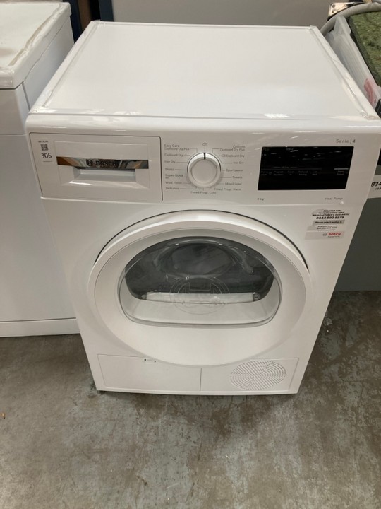 Lot 306  
            Marchington SR10 - Delivery or Collection 

                
BOSCH 8KG HEAT PUMP TUMBLE DRYER: MODEL WTH85225GB - ORIGINAL RRP £549: LOCATION ...