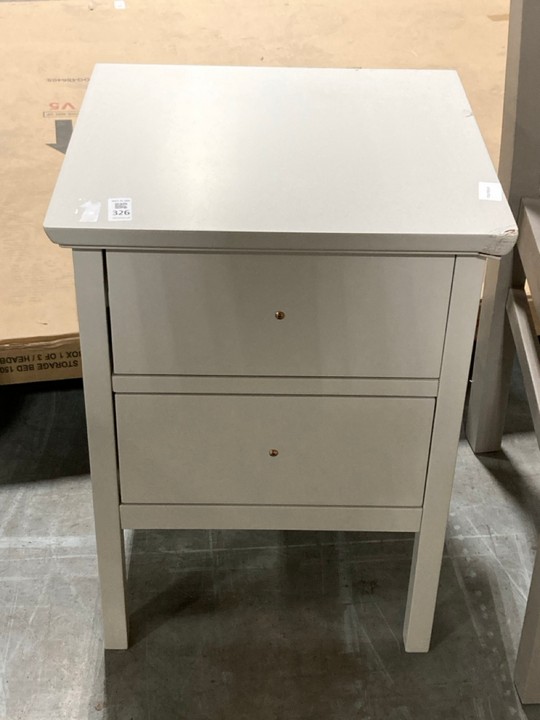 Lot 326  
            Marchington SR10 - Delivery or Collection 

                
JOHN LEWIS & PARTNERS 2 DRAWER BEDSIDE TABLE IN LINEN ORIGINAL RRP: £118: LOCATIO...