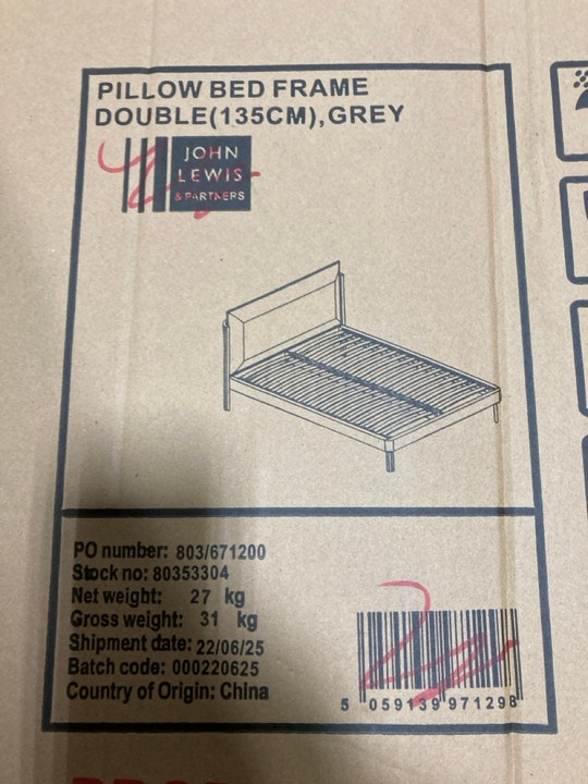 Lot 346  
            Marchington SR10 - Delivery or Collection 

                
JOHN LEWIS & PARTNERS PILLOW BED FRAME 135 X 190CM IN GREY ORIGINAL RRP: £698: LO... - Image 2