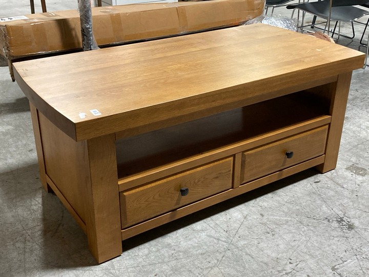 Lot 360  
            Marchington SR10 - Delivery or Collection 

                
OAK FURNITURELAND HERCULES RUSTIC SOLID OAK 2 DRAWER COFFEE TABLE - ORIGINAL RRP ...