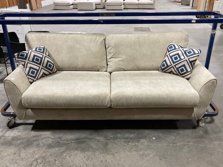 Lot 361  
            Marchington SR10 - Delivery or Collection 

                
OAK FURNITURELAND MILNER 3 SEATER SOFA IN STONE FABRIC - ORIGINAL RRP £849.99: LO...