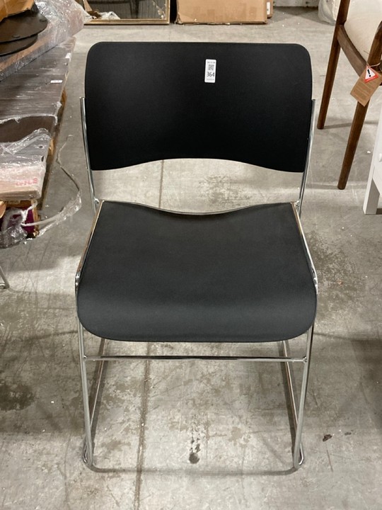 Lot 364  
            Marchington SR10 - Delivery or Collection 

                
HOWE STACKING CHAIR IN BLACK WITH POLISHED CHROME FRAME - ORIGINAL RRP £228: LOCA...