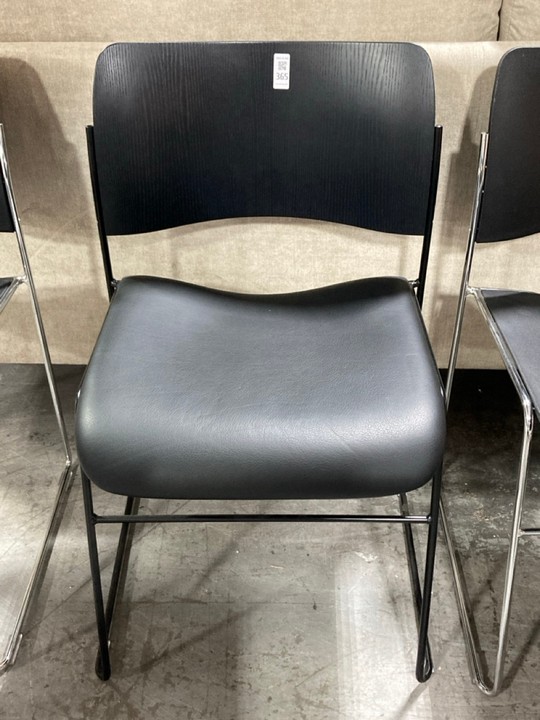 Lot 365  
            Marchington SR10 - Delivery or Collection 

                
HOWE SIDE CHAIR IN BLACK WITH TIMBER BACK AND LEATHER SEAT PAD - ORIGINAL RRP £67...