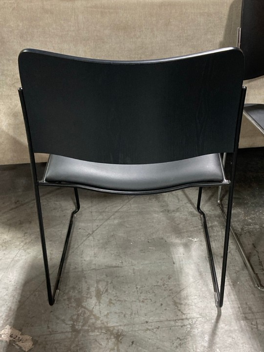 Lot 365  
            Marchington SR10 - Delivery or Collection 

                
HOWE SIDE CHAIR IN BLACK WITH TIMBER BACK AND LEATHER SEAT PAD - ORIGINAL RRP £67... - Image 3