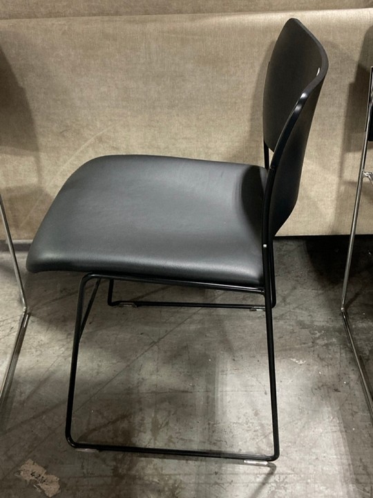 Lot 365  
            Marchington SR10 - Delivery or Collection 

                
HOWE SIDE CHAIR IN BLACK WITH TIMBER BACK AND LEATHER SEAT PAD - ORIGINAL RRP £67... - Image 4