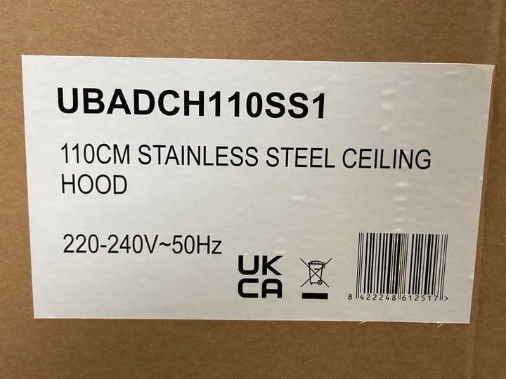 Lot 372  
            Marchington SR10 - Delivery or Collection 

                
CATA 110CM STAINLESS STEEL CEILING HOOD MODEL: UBADCH110SS1 ORIGINAL RRP: £499: L... - Image 3
