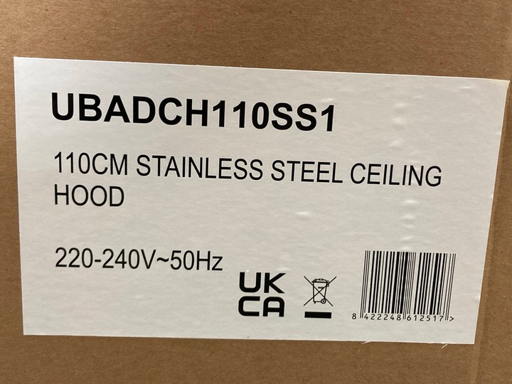 Lot 373  
            Marchington SR10 - Delivery or Collection 

                
CATA 110CM STAINLESS STEEL CEILING HOOD MODEL: UBADCH110SS1 ORIGINAL RRP: £499: L... - Image 3