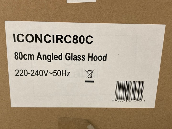 Lot 377  
            Marchington SR10 - Delivery or Collection 

                
APELSON 80CM ANGLED GLASS HOOD IN COPPER & WHITE MODEL: ICON80CW ORIGINAL RRP: £2...
