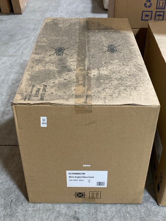 Lot 380  
            Marchington SR10 - Delivery or Collection 

                
APELSON 80CM ANGLED GLASS HOOD IN COPPER & WHITE MODEL: ICON80CW ORIGINAL RRP: £2...