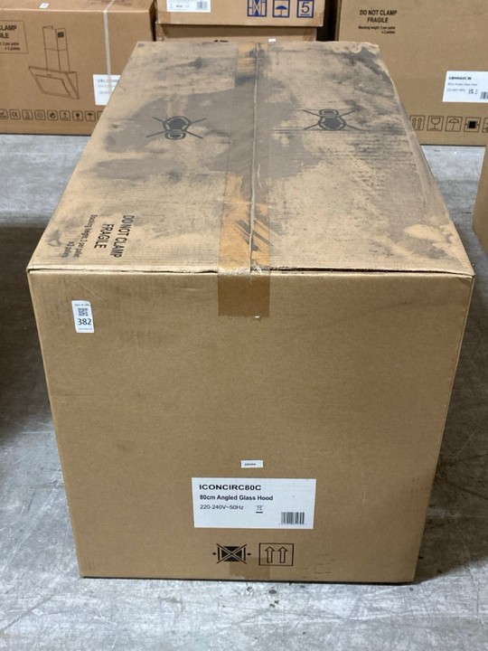 Lot 382  
            Marchington SR10 - Delivery or Collection 

                
APELSON 80CM ANGLED GLASS HOOD IN COPPER & WHITE MODEL: ICON80CW ORIGINAL RRP: £2...