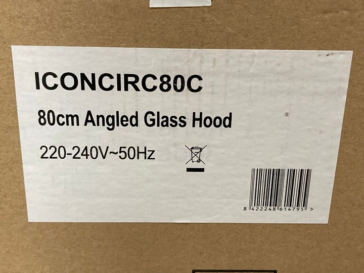 Lot 382  
            Marchington SR10 - Delivery or Collection 

                
APELSON 80CM ANGLED GLASS HOOD IN COPPER & WHITE MODEL: ICON80CW ORIGINAL RRP: £2...