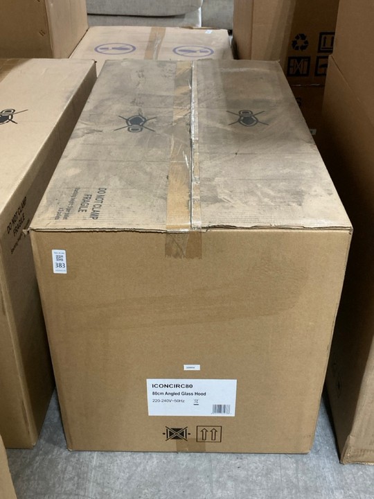 Lot 383  
            Marchington SR10 - Delivery or Collection 

                
APELSON 80CM ANGLED GLASS HOOD IN COPPER & WHITE MODEL: ICON80CW ORIGINAL RRP: £2...