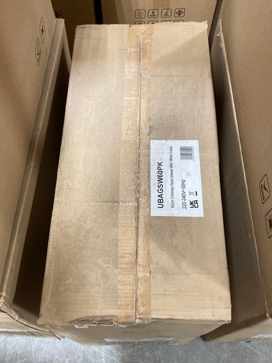 Lot 389  
            Marchington SR10 - Delivery or Collection 

                
APELSON 60CM CHIMNEY COOKER HOOD IN STAINLESS STEEL WITH WHITE GLASS - ORIGINAL R...