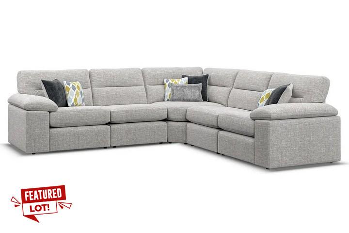 Lot 3  
            Marchington SR10 - Delivery or Collection 

                
OAK FURNITURELAND MORGAN LARGE 4 SEATER MODULAR CORNER SOFA IN SANTOS SILVER FABR...