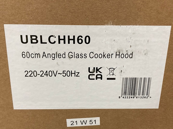 Lot 418  
            Marchington SR10 - Delivery or Collection 

                
CATA 60CM GLASS ANGLED COOKER HOOD: MODEL UBLCHH60 - ORIGINAL RRP £129: LOCATION ... - Image 3