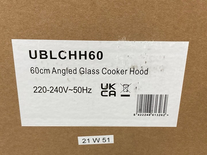 Lot 424  
            Marchington SR10 - Delivery or Collection 

                
CATA 60CM STAINLESS STEEL ANGLED GLASS COOKER HOOD: MODEL UBLCHH60SS - ORIGINAL R... - Image 3