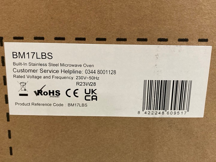 Lot 427  
            Marchington SR10 - Delivery or Collection 

                
CATA STAINLESS STEEL BUILT IN MICROWAVE OVEN: MODEL BM17LBS - ORIGINAL RRP £130: ... - Image 3