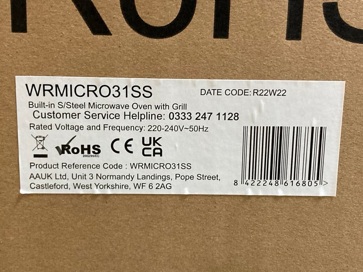 Lot 428  
            Marchington SR10 - Delivery or Collection 

                
VICEROY STAINLESS STEEL COMBINATION OVEN WITH GRILL: MODEL WRMICRO31SS - ORIGINAL...