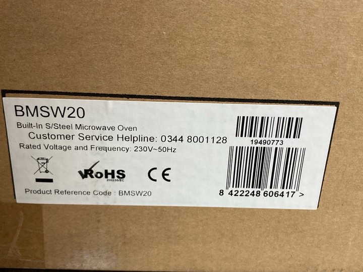 Lot 438  
            Marchington SR10 - Delivery or Collection 

                
CATA STAINLESS STEEL BUILT IN MICROWAVE OVEN: MODEL BMSW20 - ORIGINAL RRP £189: L...