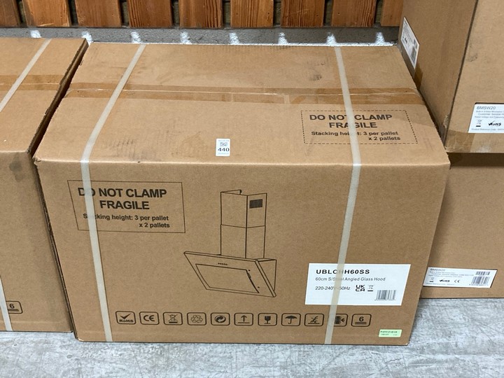 Lot 440  
            Marchington SR10 - Delivery or Collection 

                
CATA 60CM STAINLESS STEEL ANGLED GLASS COOKER HOOD: MODEL UBLCHH60SS - ORIGINAL R...