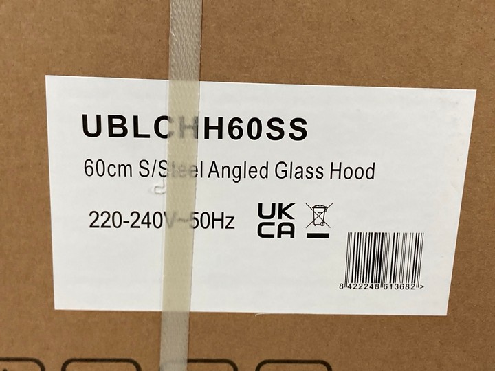 Lot 441  
            Marchington SR10 - Delivery or Collection 

                
CATA 60CM STAINLESS STEEL ANGLED GLASS COOKER HOOD: MODEL UBLCHH60SS - ORIGINAL R...