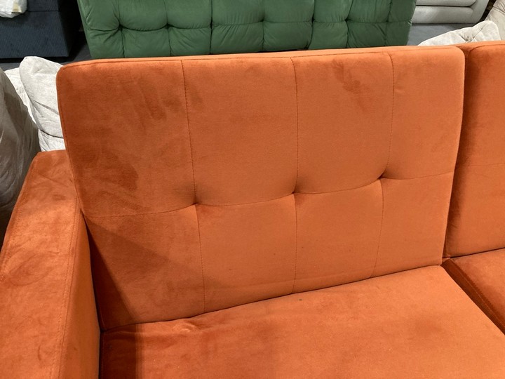 Lot 448  
            Marchington SR10 - Delivery or Collection 

                
DREAMS INTERIORS CORNER CHAISE SOFA WITH LARGE STORAGE FOOTSTOOL IN ORANGE: LOCAT... - Image 4