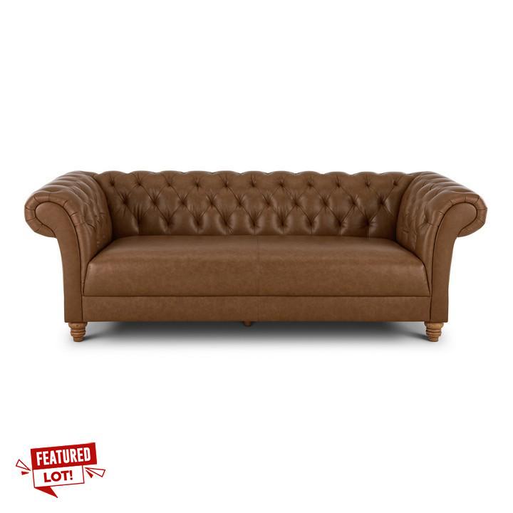 Lot 44  
            Marchington SR10 - Delivery or Collection 

                
OAK FURNITURELAND MONTGOMERY 3 SEATER SOFA IN CAMEL LEATHER - ORIGINAL RRP £1,799...