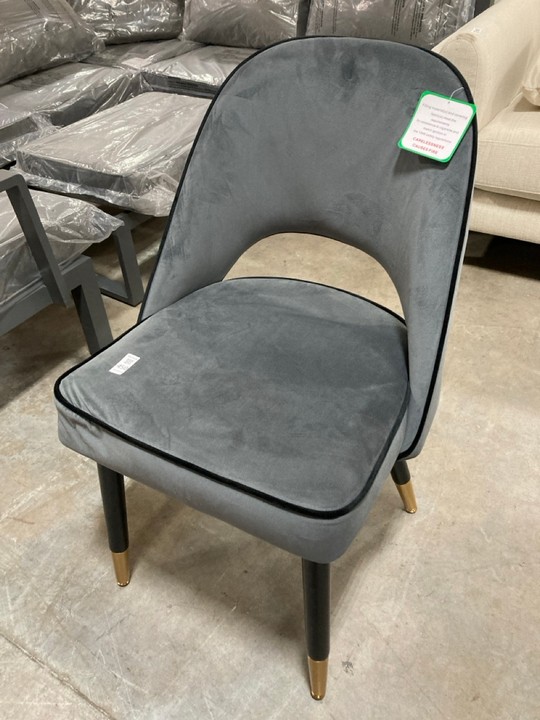 Lot 450  
            Marchington SR10 - Delivery or Collection 

                
DREAMS INTERIORS VELVET GREY DINING CHAIR: LOCATION - C8