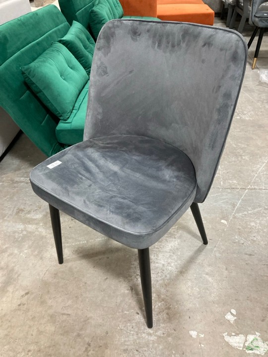 Lot 451  
            Marchington SR10 - Delivery or Collection 

                
DREAMS INTERIORS VELVET GREY DINING CHAIR: LOCATION - C8