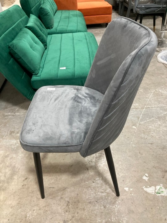 Lot 451  
            Marchington SR10 - Delivery or Collection 

                
DREAMS INTERIORS VELVET GREY DINING CHAIR: LOCATION - C8 - Image 2