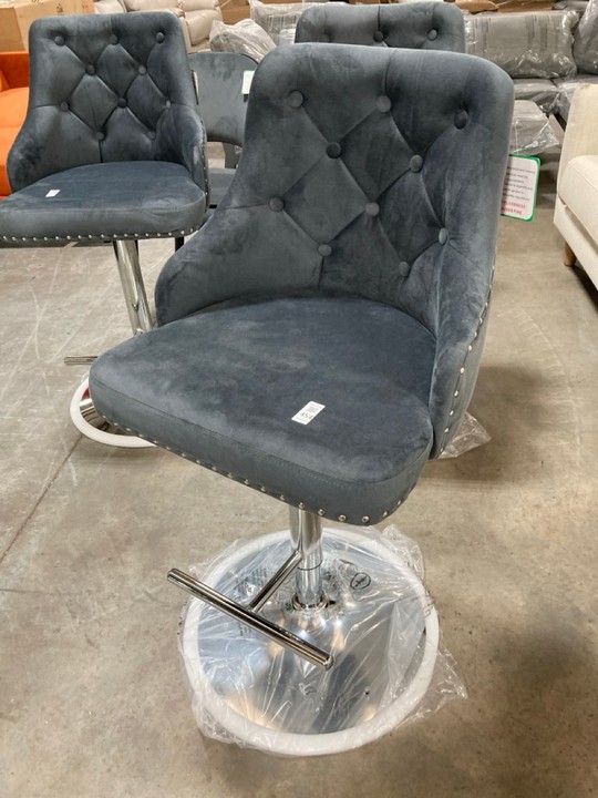 Lot 454  
            Marchington SR10 - Delivery or Collection 

                
DREAMS INTERIORS VELVET GREY /CHROME STOOL: LOCATION - C8