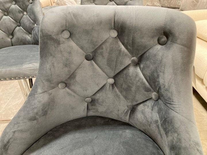 Lot 454  
            Marchington SR10 - Delivery or Collection 

                
DREAMS INTERIORS VELVET GREY /CHROME STOOL: LOCATION - C8 - Image 3