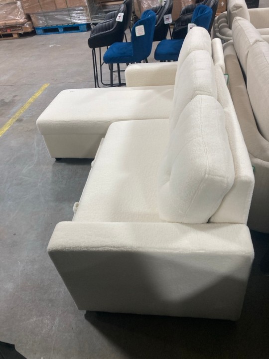 Lot 466  
            Marchington SR10 - Delivery or Collection 

                
DREAMS INTERIORS SOFT BOBBLY CORNER SOFA BED IN WHITE: LOCATION - C8 - Image 3