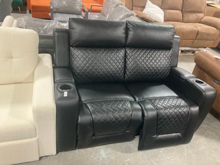 Lot 467  
            Marchington SR10 - Delivery or Collection 

                
DREAMS INTERIORS 2 SEATER BLACK LEATHER RECLINER SOFA: LOCATION - C8