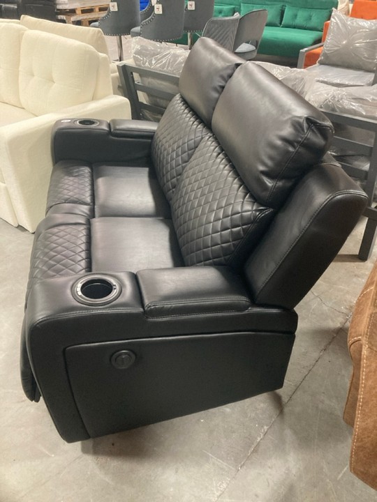 Lot 467  
            Marchington SR10 - Delivery or Collection 

                
DREAMS INTERIORS 2 SEATER BLACK LEATHER RECLINER SOFA: LOCATION - C8 - Image 3