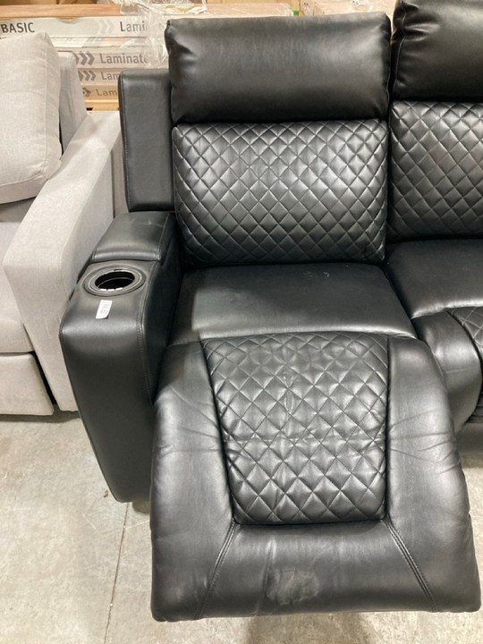 Lot 472  
            Marchington SR10 - Delivery or Collection 

                
DREAMS INTERIORS 2 SEATER BLACK LEATHER RECLINER SOFA: LOCATION - D7 - Image 2