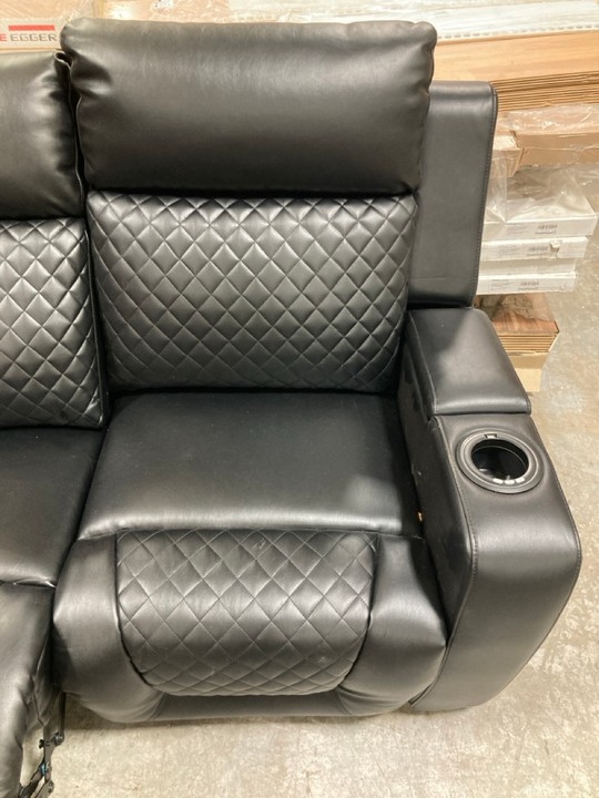 Lot 472  
            Marchington SR10 - Delivery or Collection 

                
DREAMS INTERIORS 2 SEATER BLACK LEATHER RECLINER SOFA: LOCATION - D7 - Image 3