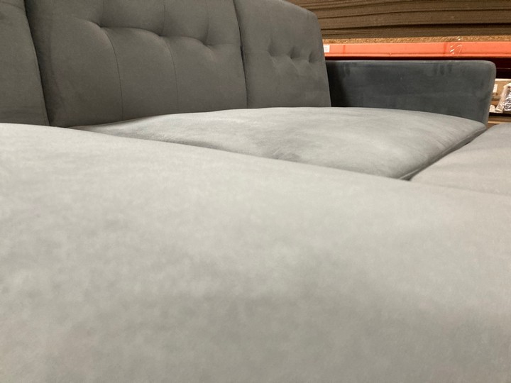 Lot 474  
            Marchington SR10 - Delivery or Collection 

                
DREAMS INTERIORS CHAISE CORNER SOFA WITH LARGE STORAGE FOOTSTOOL IN VELVET GREY: ... - Image 4