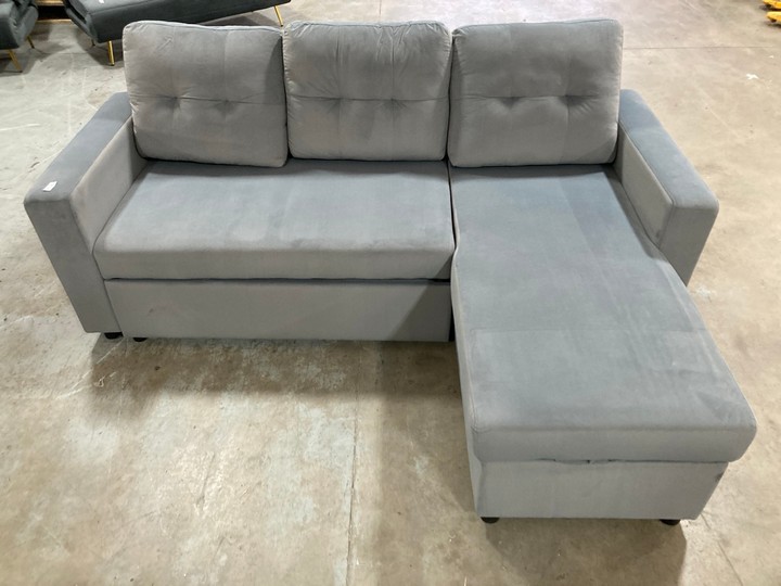 Lot 475  
            Marchington SR10 - Delivery or Collection 

                
DREAMS INTERIORS LARGE 3 SEATER RIGHT HAND FACING CHAISE END STORAGE CORNER SOFA ...